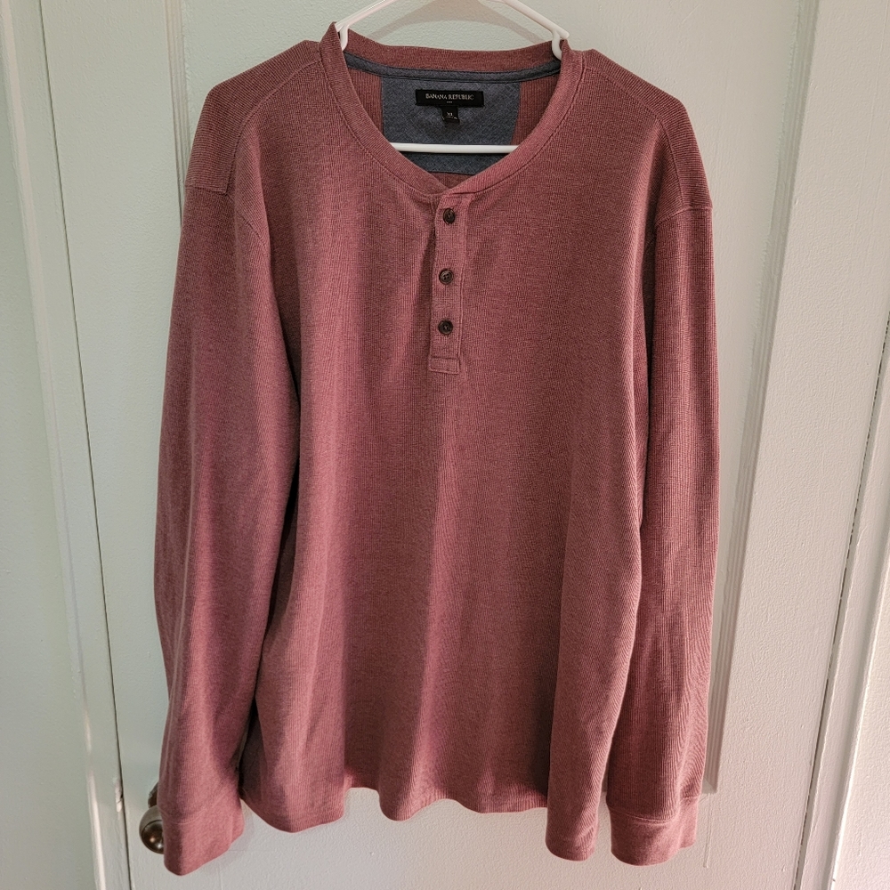 Banana Republic Waffle Thermal Henley XL Red